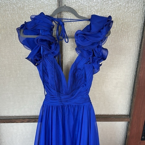 Mac Duggal 67911 Chiffon Cutout Ruffled Empire Waist Dress Size 14 NWT - Picture 7 of 7